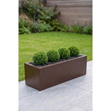 Desen Dekorasyon Zenith 97x25x30 cm Yatay Dikdörtgen Acı Kahve Saksılık - İç & Dış Mekan Modern Metal Saksı