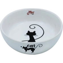 Seramik Kedi Mama ve Su Kabı Kedi Desenli