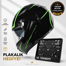 Vrt Çene Açılır Güneş Vizörlü Kask + Plakalık