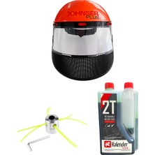 Johnser Profesyonel Yüz Koruma Maskesi + Kalender 2t Motor Yağı + Motorlu Tırpan Örümcek Başlık - (Universal)