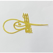 Karan Tuhafiye Simli Ütüyle Yapışan Tuğra Nakış Aplikesi / Orta Boy / Sim Aplike / Gold 10CM
