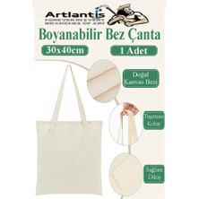 Artlantis Bez Çanta 30X40CM 1 Adet Boyanabilir Baskısız Bez Çanta Kulplu Ham Bez Çanta Boyama Çantası Etkinlik Okul Kreş