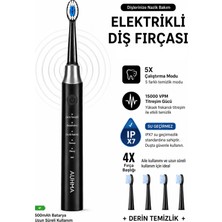 Exenar Şarjlı Diş Fırçası 4 Başlık 5 Modlu Elektrikli Diş Temizleme Fırçası Titreşimli 500MAH Şarjlı Ipx7