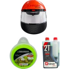 Johnser Profesyonel Yüz Koruma Maskesi + Kalender 2t Motor Yağı + Ibeltech Köşeli Tırpan Misinası 3.3 mm 46 Metre Çim Biçme Misinası
