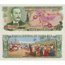 Banknoting Kosta Rika 5 Kolon 1983 Tablo Güzelliğinde. Çil.