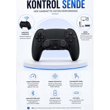 FaroxTech Ps5, Ps4 ve Pc Uyumlu Bluetooth Kablosuz Oyun Kolu - Turbo Fonksiyonlu & Dokunmatik Panelli Siyah Gamepad