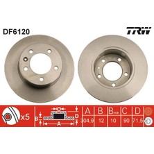 TRW Depomix Arka Fren Aynasi Master Iii 2.3 Dci 2010 305X12X90X72X5DL Tek Teker