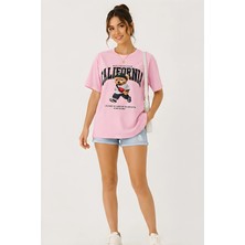 Lili Woman Kadın California Bear Baskılı Oversize T-Shirt E.2686