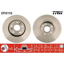 TRW Depomix Ön Fren Aynasi Kng 1.6 16V- 1.5 Dci 09 280X24X5DLXHALI