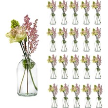JUNIBELIW 20 Adet 50ML Cam Vazo Kına Nikah Şişesi Mini Kavanoz 20X50ML Dekoratif Şişe (Çiçeksiz) (Y:7,4 G:4,3)