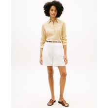 Tommy Hilfiger Ess Lınen Relaxed Shırt Kadın Bej Uk Gömlek - WW0WW44679