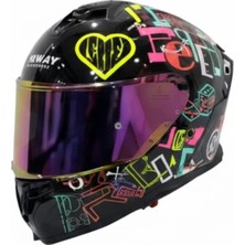 Yakamoz Motorsiklet Sway Sw 867 Peri Colorful Full Face