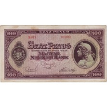 Banknoting Macaristan 100 Pengö 1945 Buda Kalesi Görselli. Çok Temiz.