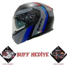 Sway Sw 917 Çene Açılır Kask Kore Siyah Mavi