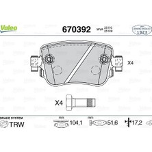 Valeo Depomix Arka Disk Fren Balatasi Caddy Maxi 1.4/1.6d/2.0d 05/15 Polo 2.0 11/17 Sharan 1.4/2.0/2.0d 05/15