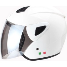 Unify Brands 700 Beyaz Ayna Camlı Yarım Açık Kask Bisiklet, Scooter, Motosiklet Kaskı S