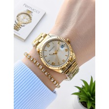 Ferrucci Kadın Kol Saati+Bileklik Özel Seri Çelik Kordon Kararma Renk Atma Yapmaz Bilekte.f.07.3