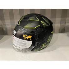 Sway Kask SW-766 Matt Cırcle Black Yellow Güneş Gözlüklü