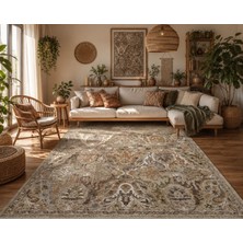 Eko Halı Sofıa Sof 02 Cream Gold Geleneksel El Dokuması Uşak Halı Desenlerine Sahip Vintage Eskitme Tarzı Salon Halısı Oturma Odası Halısı