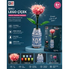 Selvira Işıklı LEGO Çiçek Seti Vazolu – Dekoratif Yapım Oyuncağı | LED Işıklı