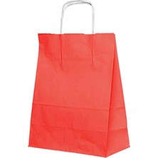 Net Market Kırmızı Burgu Saplı Kağıt Çanta 25X12X31 cm 25 Li