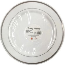 Net Market Tabak Plastik Lüx Gümüş Çizgili 26 cm 6'lı Paket