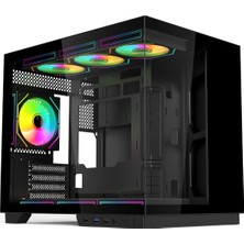 Hyper Rocket V332 Micro-Atx 7 Argb Fan Siyah Oyuncu Kasası