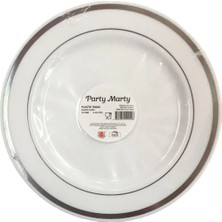 Net Market Tabak Plastik Lüx Gümüş Çizgili 18 cm 6'lı Paket