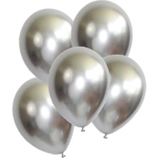 Net Market Metalik Gümüş Renk 10'lu Balon