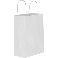 Net Market Burgu Saplı Beyaz Kraft Çanta 18X8X23 ( 25 Adet )