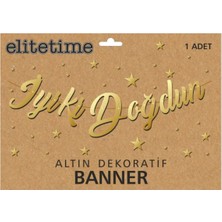 Net Market Altın Renk Iyiki Doğdun Kaligrafi Banner Gold Altın El Yazısı
