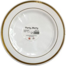 Net Market Tabak Plastik Lüx Altın Çizgili 18 cm 6'lı Paket