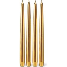 Net Market 4 Adet Altın Konik Şamdan Mumu,gold Şamdan Mum 25 cm Çok Şık