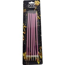 Net Market Rose Gold 19 cm Lüks Uzun Pasta Mumu Seti - 6 Adet Şık Doğum Günü ve Kutlama Mumu