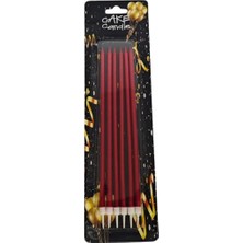 Net Market 19 cm Lüks Kırmızı Uzun Pasta Mumu Seti - 6 Adet Şık Doğum Günü ve Kutlama Mumu