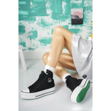 Benetton 30939 Siyah Kalın Taban Uzun Kadın Sneakers