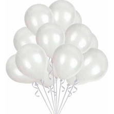 Net Market Metalik Beyaz Balon 100 Adet 12 Inc Lateks Balon