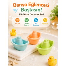 Denapcal Bebek Banyo Oyuncağı 3’lü Tekne Seti Renkli Su Oyuncağı Çocuk Banyo Eğlence Oyuncakları