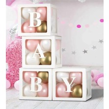 Net Market Baby Yazılı Şeffaf Beyaz Kutu Seti, Baby Kutu Çocuk Doğum Parti Bebek