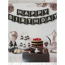 Net Market Happy Bırthday Doğum Günü Banner Süsü Siyah