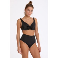 Argento 1475-3001 Siyah Fiyonklu Balenli Toparlayıcı Yüksek Bel Bikini Takım