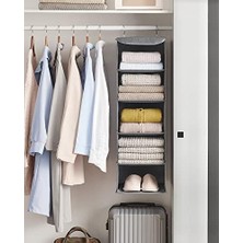 Bliss Store Asma Düzenleyici, Dolap Düzenleyici, Asma Raf, Asma Depolama, Katlanabilir ve Yerden Tasarruf, Metal Kancalar ve Bambu Ekler, Dokusu, Gri RYCH06G
