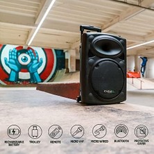 Bliss Store - PORT10VHF-BT - Taşınabilir Hoparlör, 10 Inç (25,4 Cm)/maks. 500W, 2 Mikrofonlu (Kablolu ve Vhf), Uzaktan Kumanda ve Koruyucu Kılıf - Bluetooth, Usb, Sd - 5-7 Saat Bağımsız Çalışma Süresi