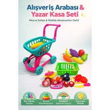 Denapcal Market Arabası File Meyve Sebzeler 45 cm - Sepetli Kesilebilen Meyve Sebze 2li Set Toplam 23 Parça