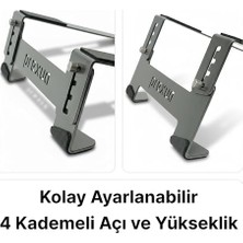 Bliss Store Prexua Stepper Laptop Standı - Notebook Yükseltici Altlık - Metal - Siyah - STP4025 (Siyah, Medium)