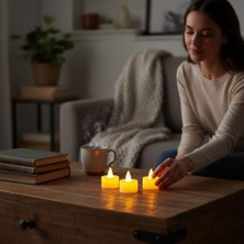 Love İnce LED Mum Tealight Mini Dumansız Pilli Alevli Dekoratif Yapay Mum Işıldak Beyaz