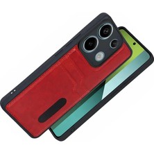 Durukar®   Redmi 15C 4g Sara Kartvizitli Deri Kılıf - Kırmızı