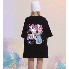 Nigrum Pardus Nıgrum Pardus Yeni Sezon Resim Sırt Baskılı %100 Pamuk Oversize Büyük Beden Kadın T-Shirt