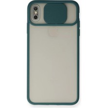 Akmanora Newface Apple iPhone Xs Max Kılıf Palm Buzlu Kamera Sürgülü Silikon - Yeşil