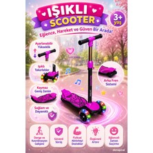 Denapcal Işıklı 3 Tekerlekli Çocuk Scooter Ayarlanabilir Gidonlu LED Tekerlekli Kaykay Scooter 3 Yaş+